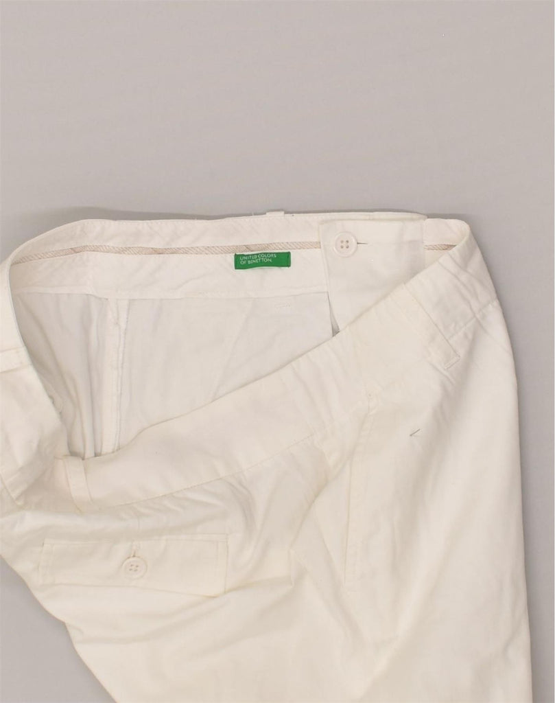 BENETTON Womens Straight Chino Trousers IT 42 Medium W32 L30 White Cotton | Vintage Benetton | Thrift | Second-Hand Benetton | Used Clothing | Messina Hembry 