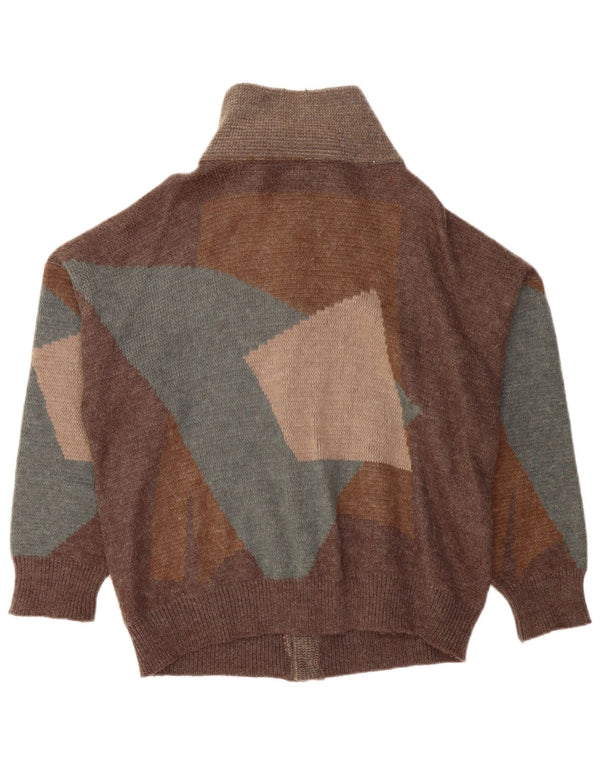 VINTAGE Womens Oversized Cardigan Sweater UK 18 XL Brown Patchwork