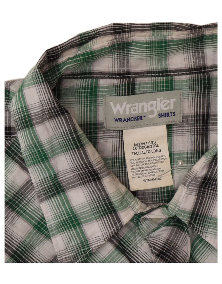 Wrangler Mens Tall Shirt 2XL Green Check Cotton