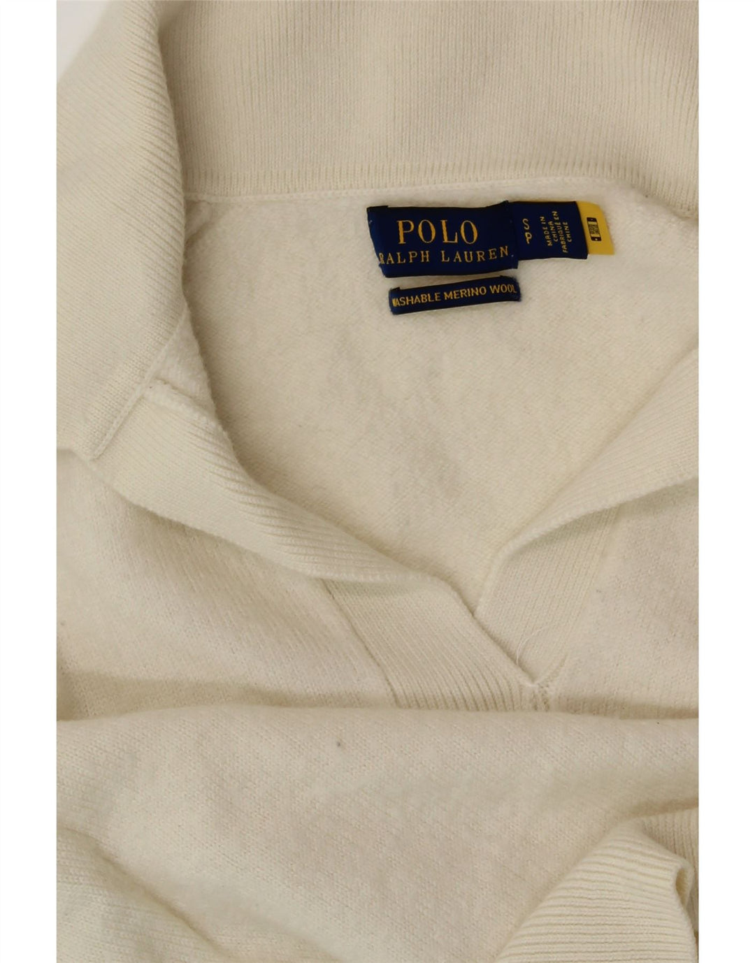 POLO RALPH LAUREN Womens Polo Neck Jumper Sweater UK 10 Small Off White