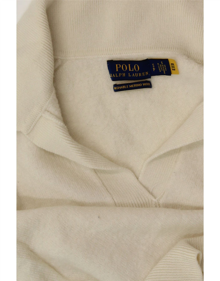 POLO RALPH LAUREN Womens Polo Neck Jumper Sweater UK 10 Small Off White