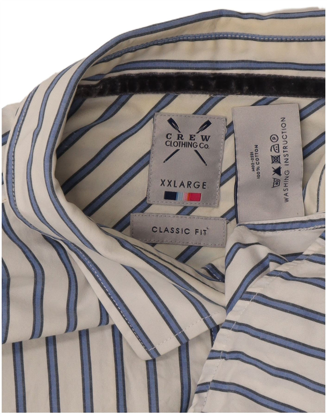 Crew Clothing Mens Classic Fit Shirt 2XL White Striped Cotton