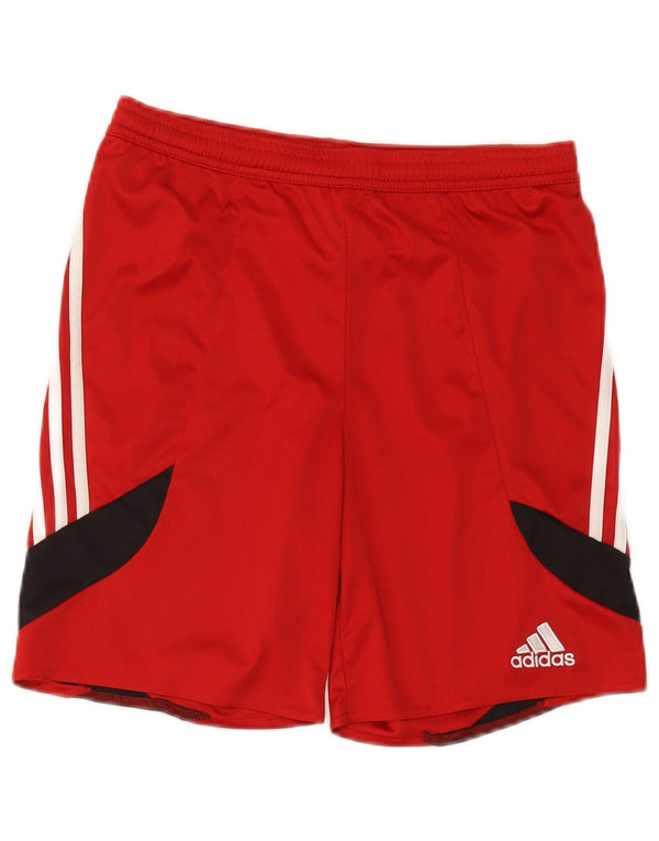 Adidas Boys Climalite Sport Shorts 13-14 Years XL Red Colourblock Polyester