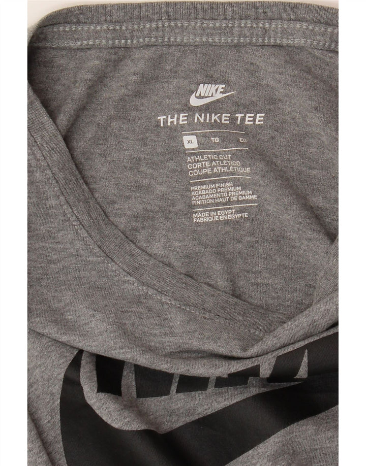 NIKE Mens Athletic Cut Graphic Top Long Sleeve XL Grey Flecked