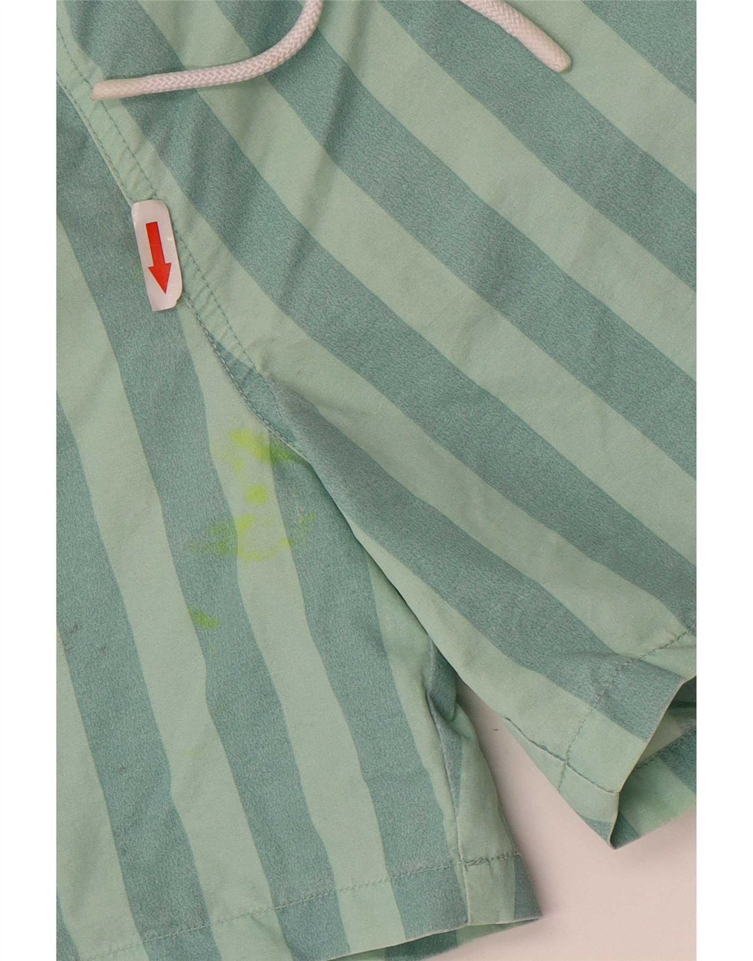 Zara Mens Swimming Shorts Medium Green Striped Polyester