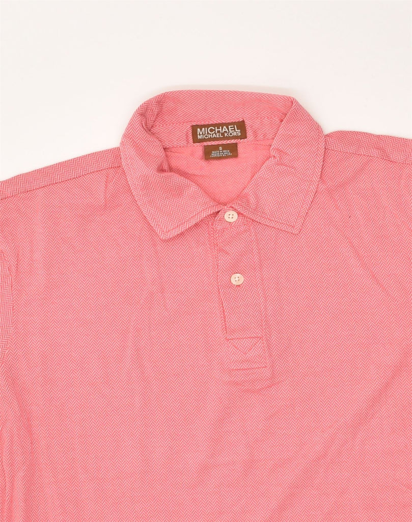 MICHAEL KORS Mens Polo Shirt Small Pink Herringbone Cotton | Vintage Michael Kors | Thrift | Second-Hand Michael Kors | Used Clothing | Messina Hembry 