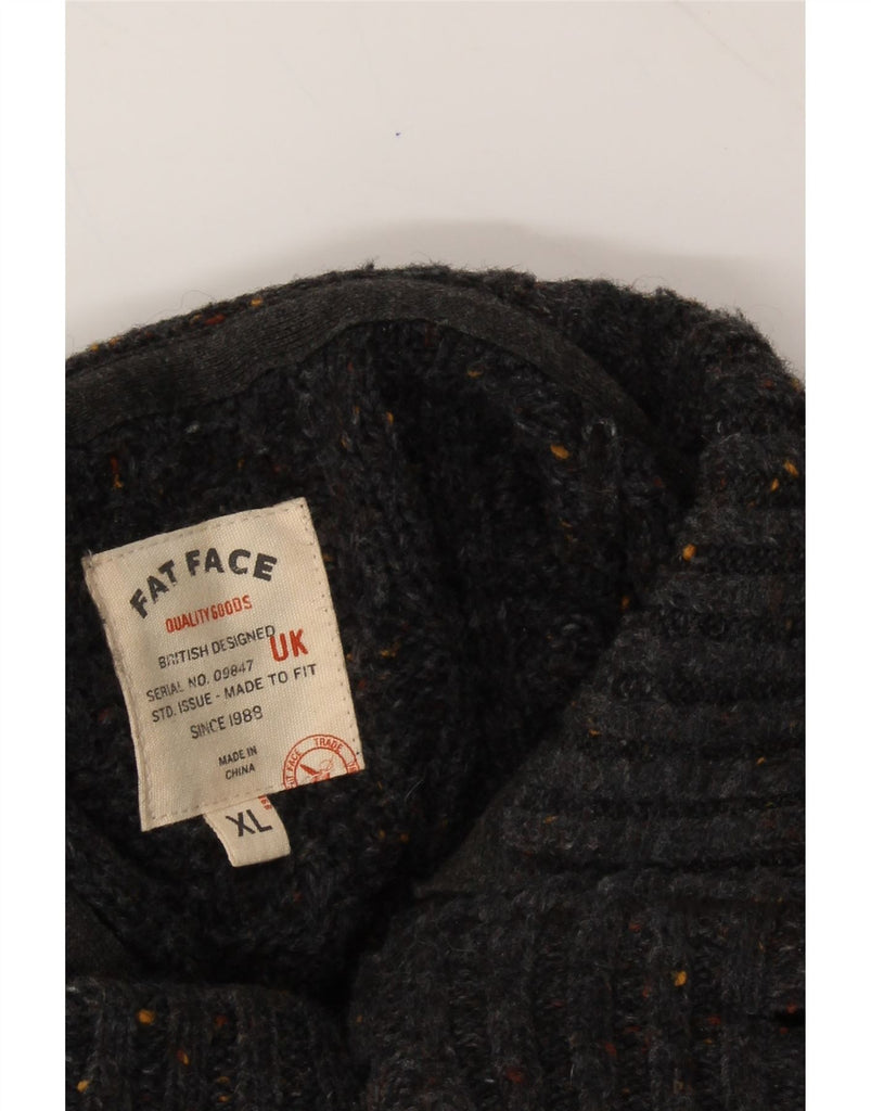 FAT FACE Mens Button Neck Jumper Sweater XL Grey Flecked Wool Vintage Fat Face and Second-Hand Fat Face from Messina Hembry 