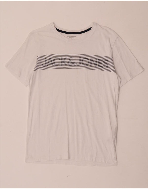 Jack & Jones Mens Graphic T-Shirt Top Medium White Cotton