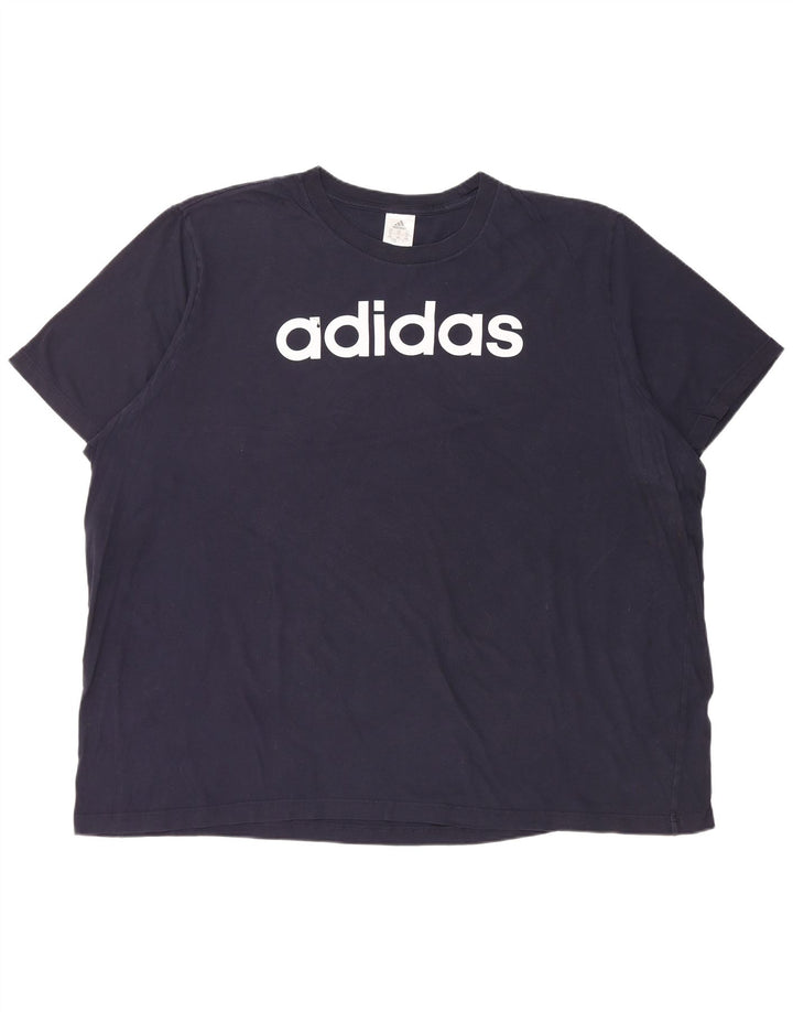 ADIDAS Mens Graphic T-Shirt Top 3XL Navy Blue Cotton