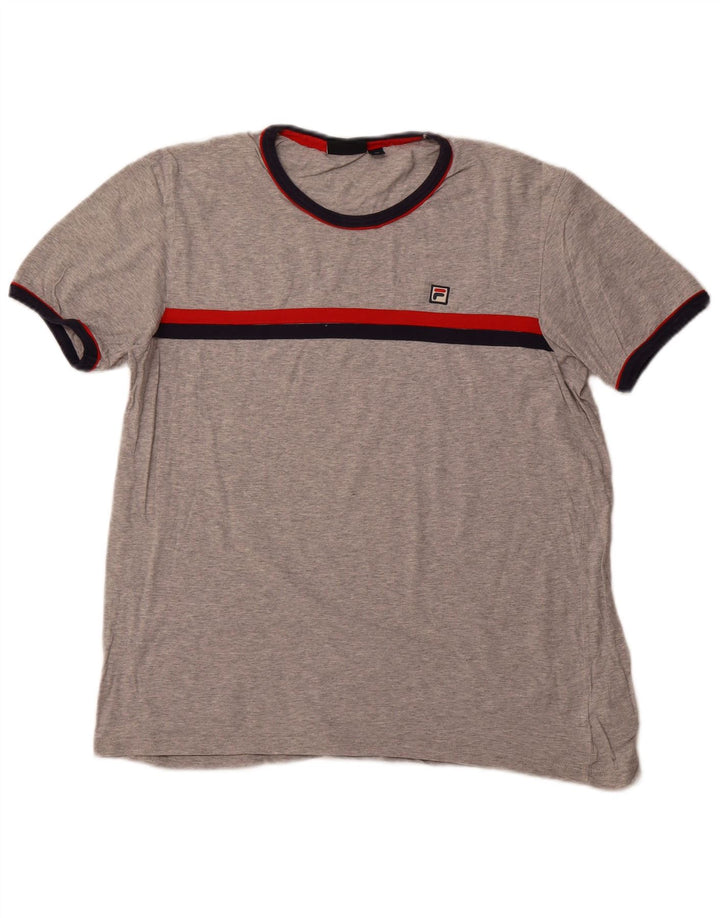 FILA Womens T-Shirt Top UK 18 XL Grey Striped Cotton