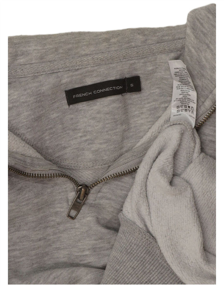 FRENCH CONNECTION Mens Zip Neck Sweatshirt Jumper Small Grey Flecked