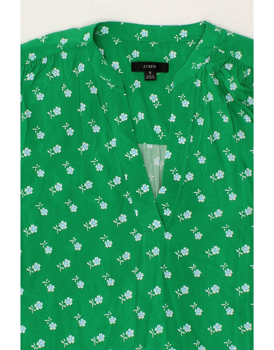 J. CREW Womens Blouse Top UK 10 Small Green Floral Viscose Vintage J. Crew and Second-Hand J. Crew from Messina Hembry 