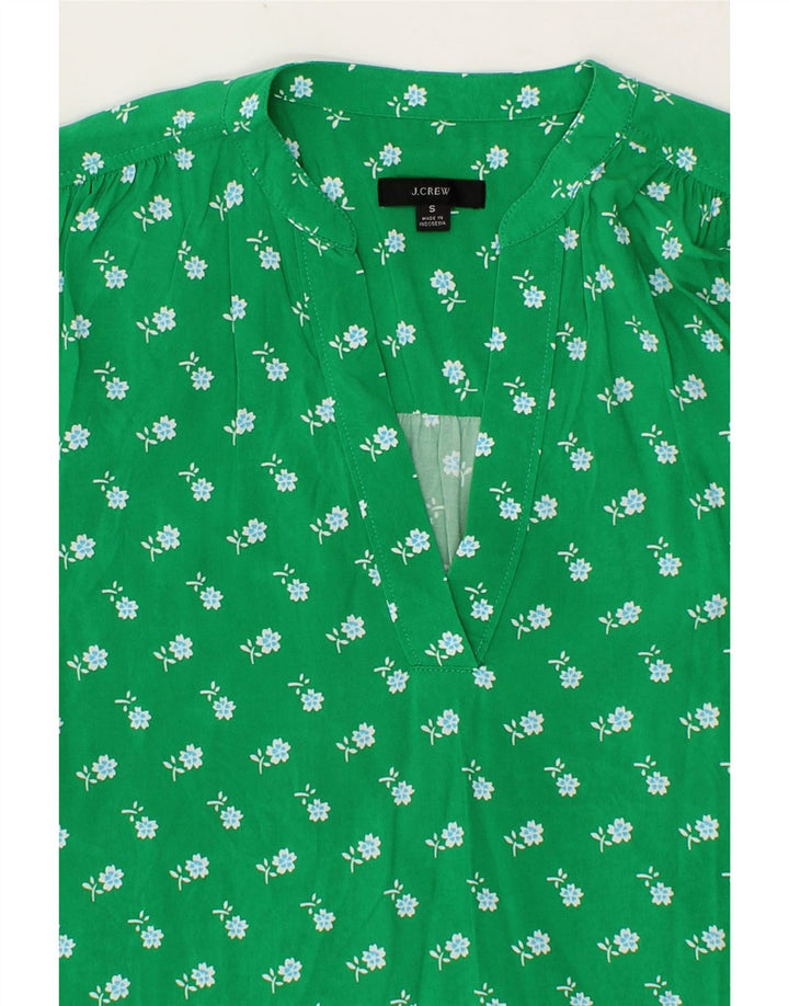 J. CREW Womens Blouse Top UK 10 Small Green Floral Viscose Vintage J. Crew and Second-Hand J. Crew from Messina Hembry 