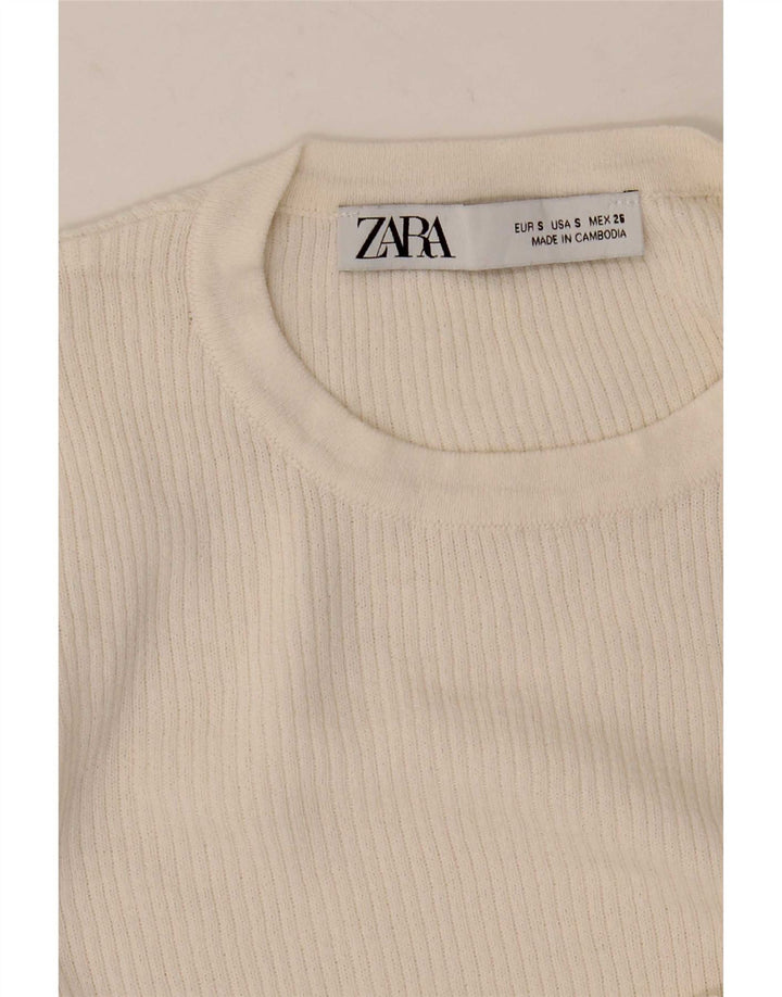Zara Womens One Shoulder Top Long Sleeve UK 8 Small White