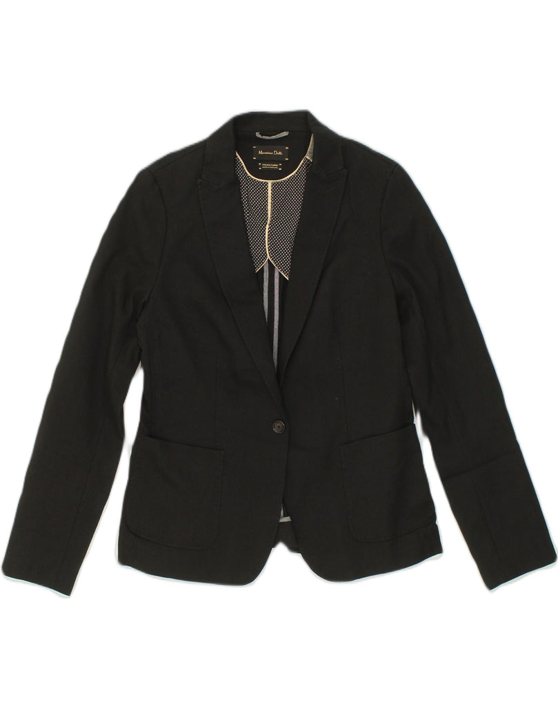 MASSIMO DUTTI Womens Slim Fit 1 Button Blazer Jacket US 12 Large Black | Vintage Massimo Dutti | Thrift | Second-Hand Massimo Dutti | Used Clothing | Messina Hembry 