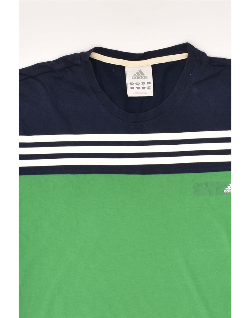 ADIDAS Mens T-Shirt Top Small Green Colourblock Cotton | Vintage Adidas | Thrift | Second-Hand Adidas | Used Clothing | Messina Hembry 