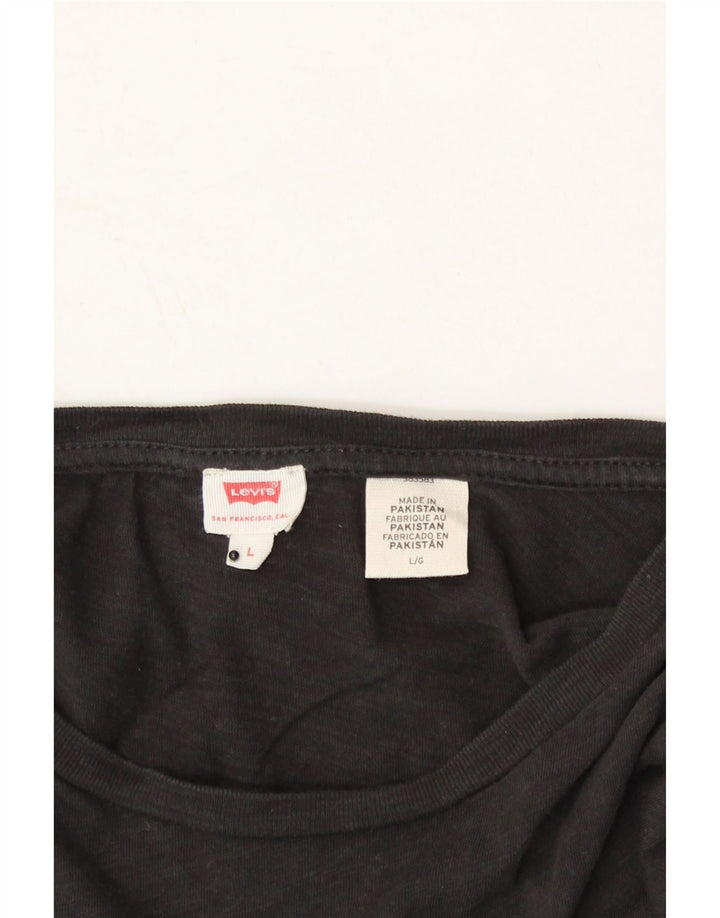 LEVI'S Womens T-Shirt Top UK 14 Large Black Cotton Vintage Levi's and Second-Hand Levi's from Messina Hembry 