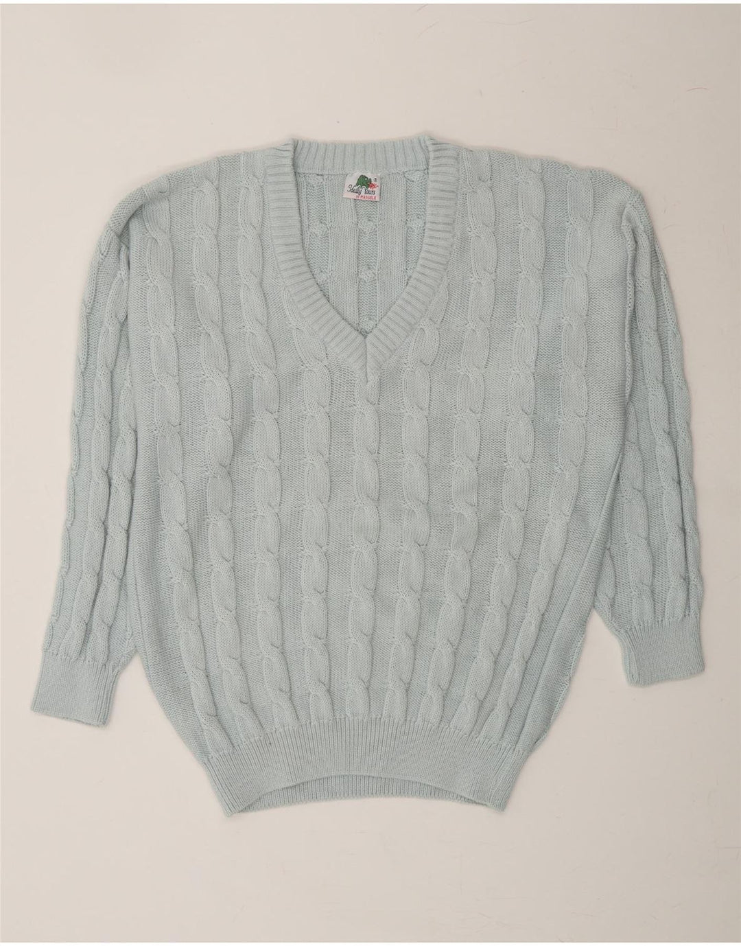 VINTAGE Mens Loose Fit V-Neck Jumper Sweater Medium Blue Vintage Vintage and Second-Hand Vintage from Messina Hembry 