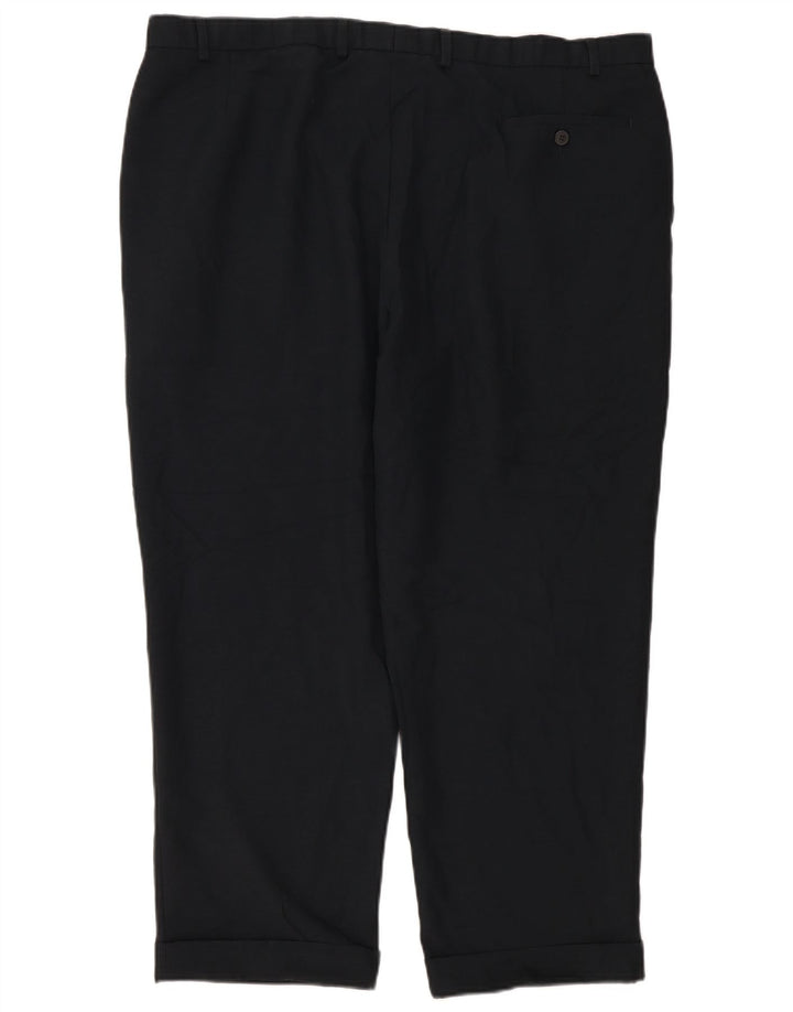 Marks & Spencer Mens Pegged Suit Trousers W44 L29 Navy Blue Polyester