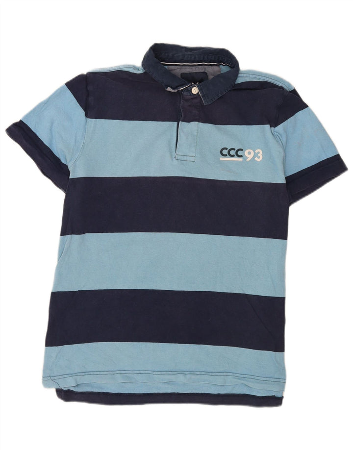 Crew Clothing Mens Graphic Polo Shirt Medium Blue Striped Cotton