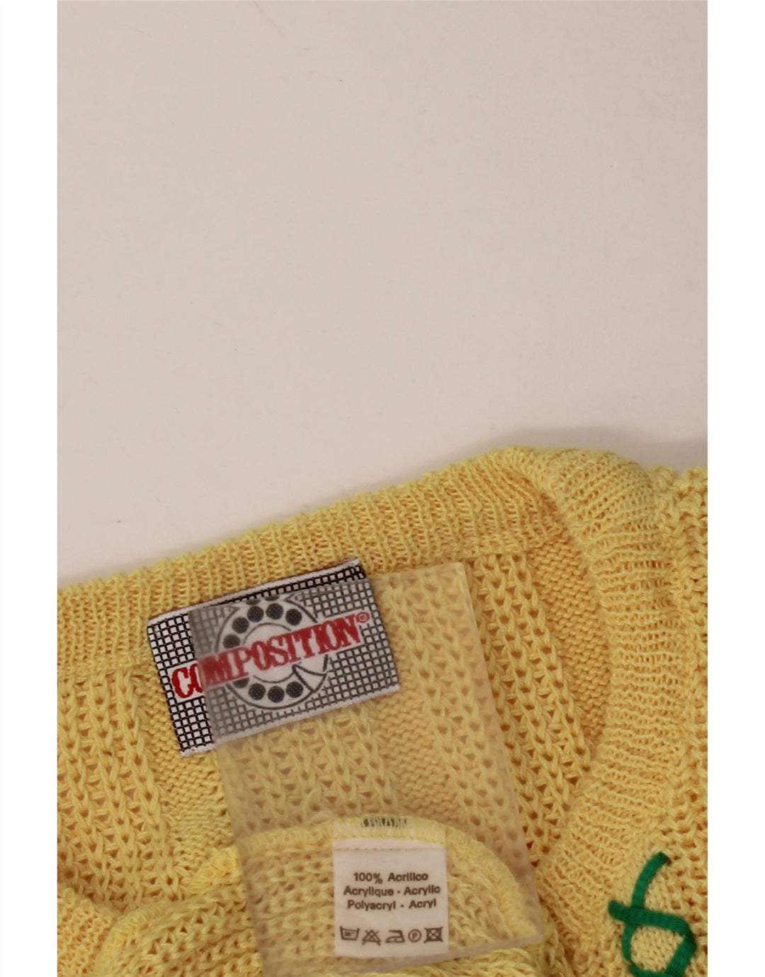 VINTAGE Womens Boat Neck Jumper Sweater UK 12 Medium Yellow Acrylic