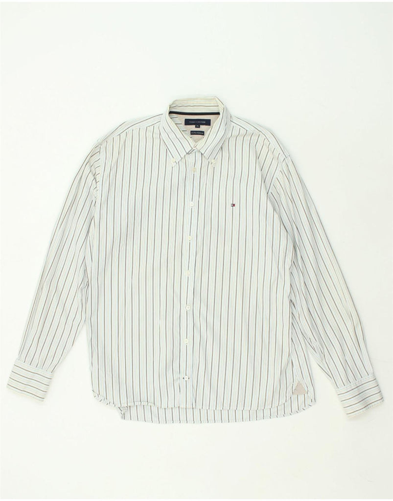 TOMMY HILFIGER Mens Shirt XL Blue Striped Cotton | Vintage Tommy Hilfiger | Thrift | Second-Hand Tommy Hilfiger | Used Clothing | Messina Hembry 