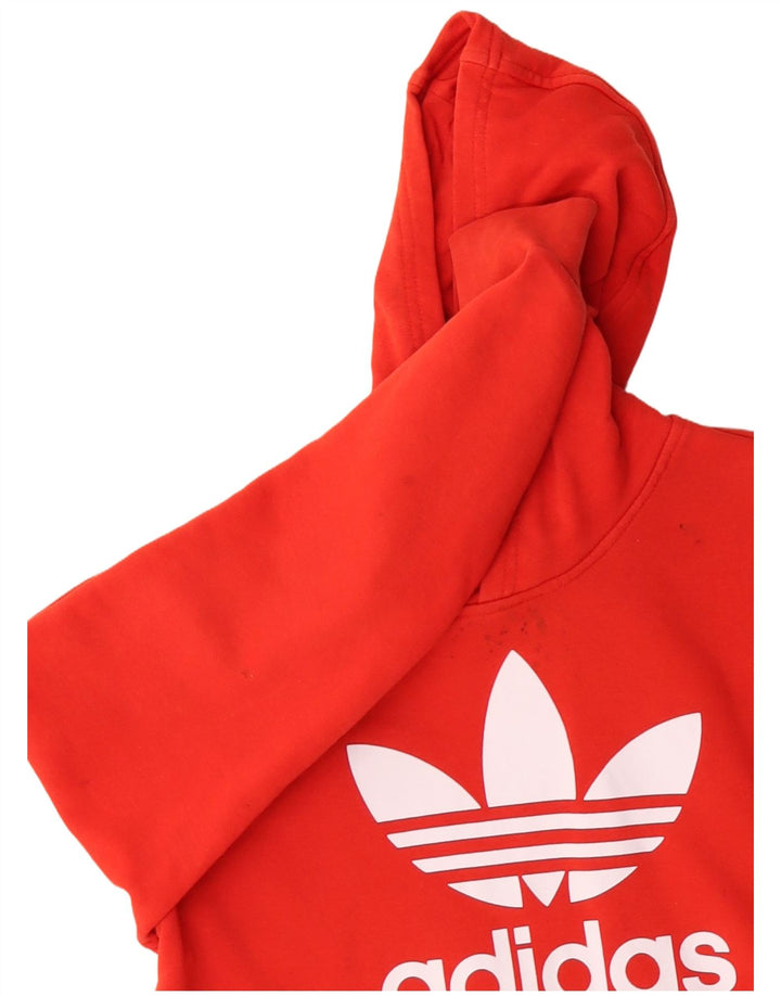 Adidas Boys Graphic Hoodie Jumper 13-14 Years Red Cotton