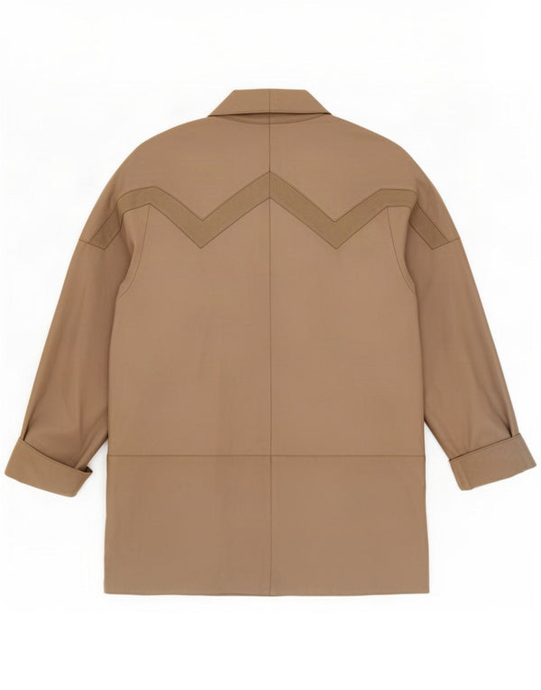 Vintage Womens Leather Coat UK 16 Large Beige Colourblock