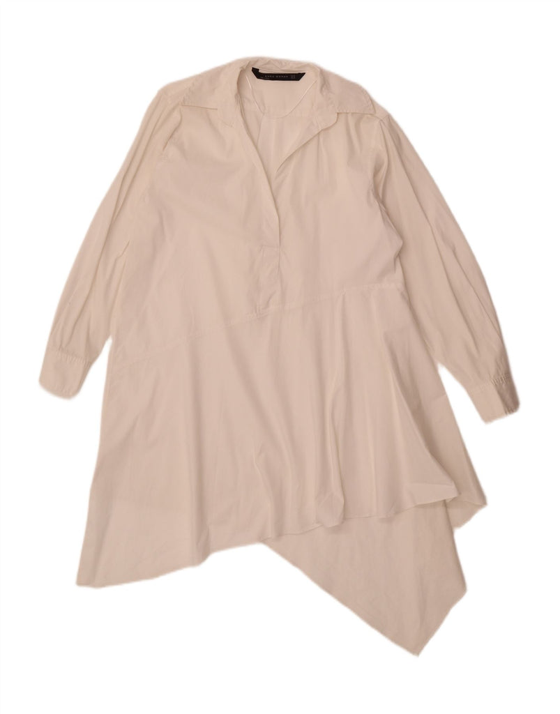 ZARA Womens Oversized Long Sleeve Asymmetrical Dress UK 6 XS Off White Vintage Zara and Second-Hand Zara from Messina Hembry 