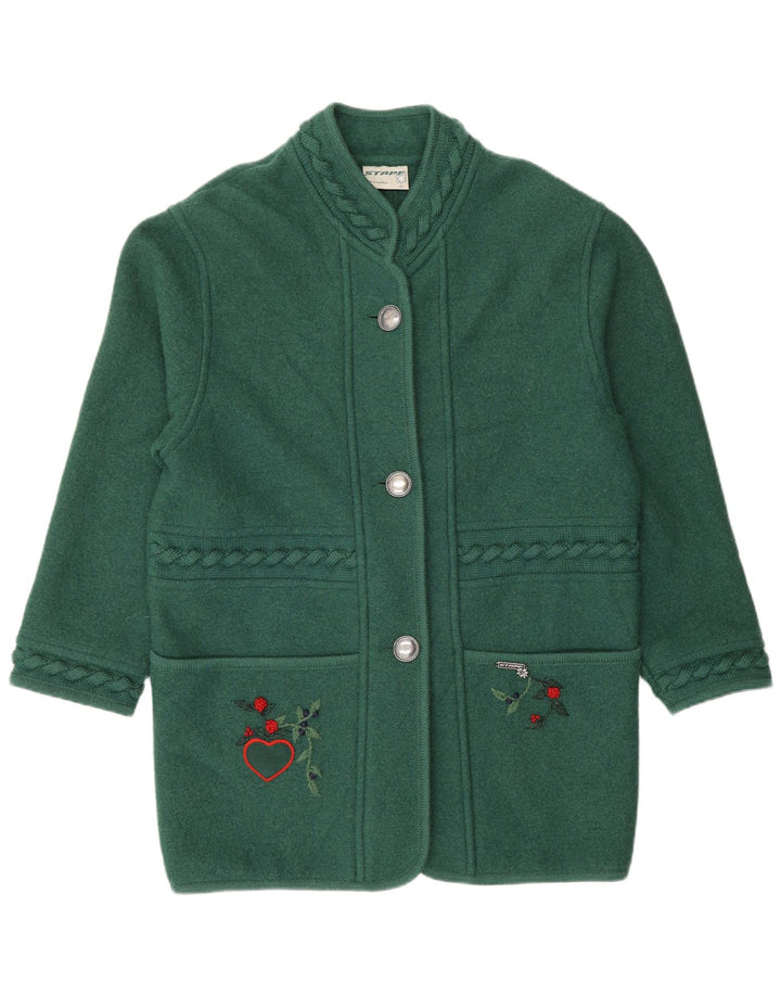 Stapf Womens Graphic Overcoat EU 42 Large Green Floral New Wool