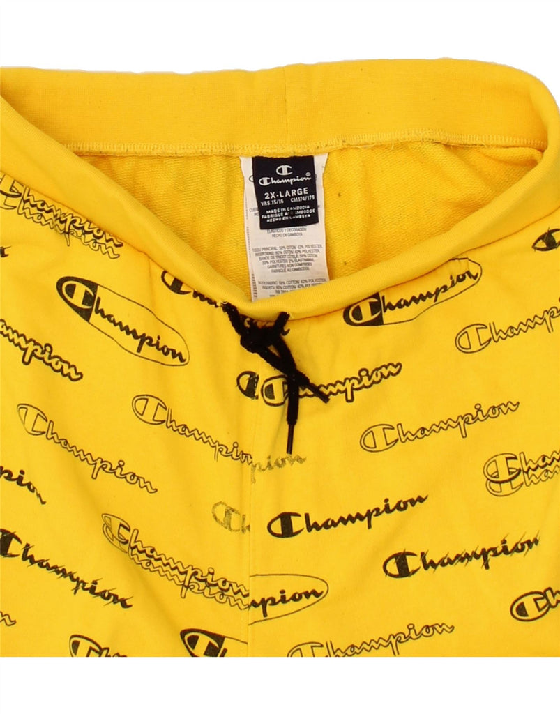 CHAMPION Boys Graphic Sport Shorts 15-16 Years 2XL Yellow Cotton Vintage Champion and Second-Hand Champion from Messina Hembry 