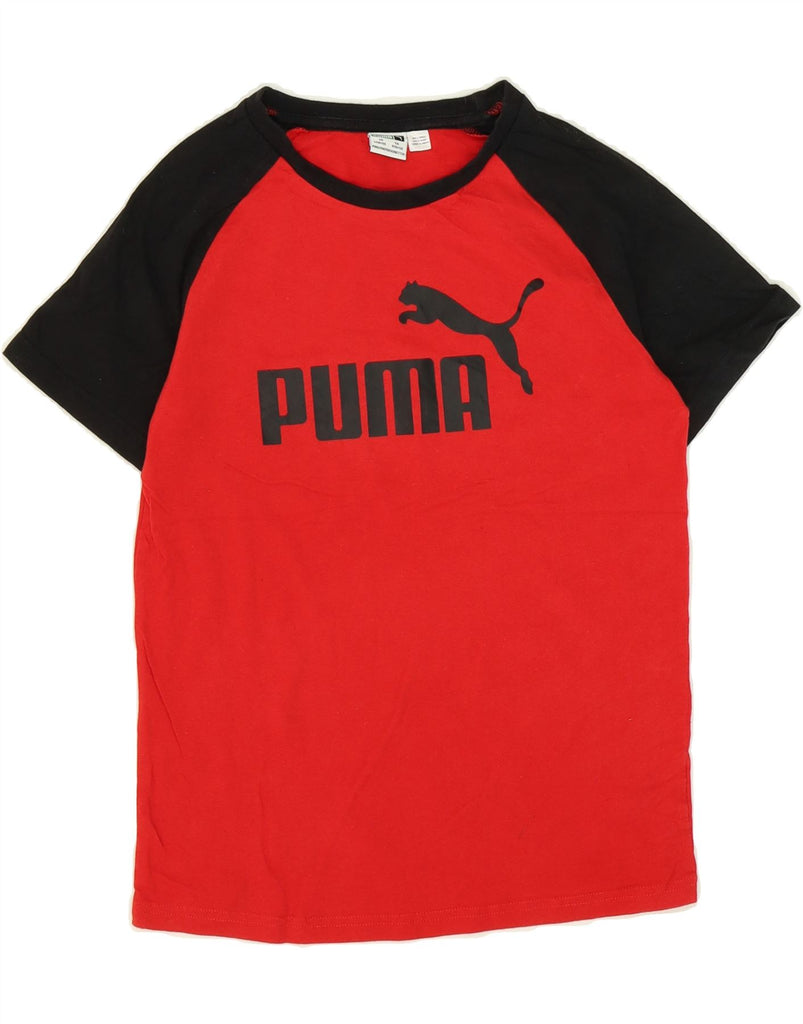 PUMA Boys Graphic T-Shirt Top 10-11 Years Large Red Colourblock Cotton Vintage Puma and Second-Hand Puma from Messina Hembry 