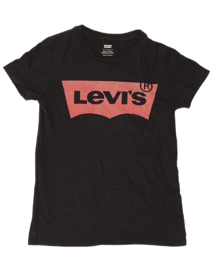 Levi's Womens Graphic T-Shirt Top UK 2 2XS Black