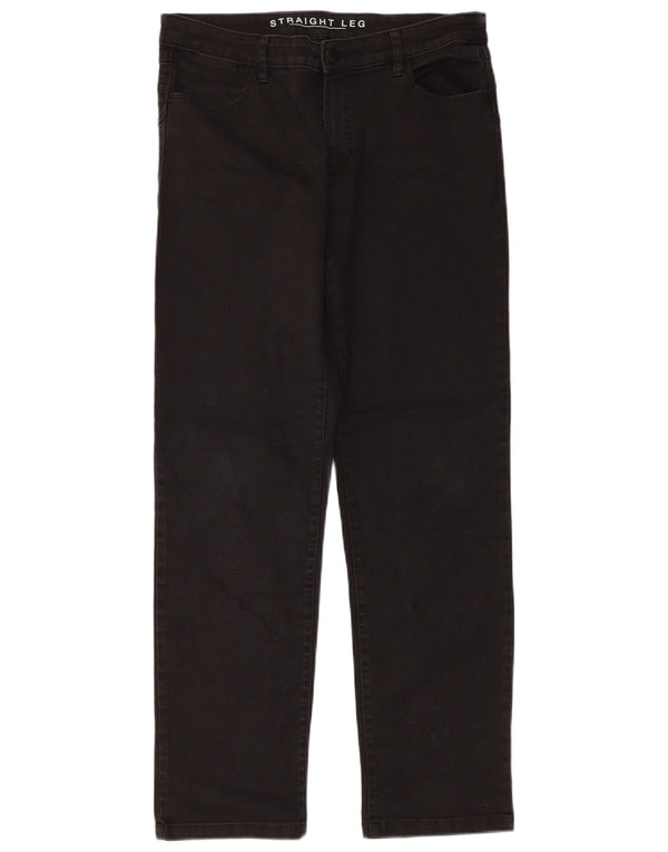 Marks & Spencer Womens Straight Casual Trousers UK 14 Large W32 L28 Black