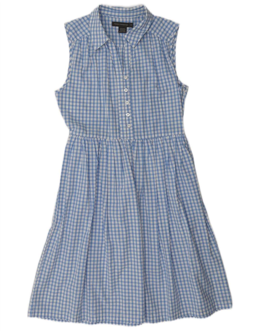 French Connection Womens Sleeveless A-Line Dress UK 10 Small Blue Gingham