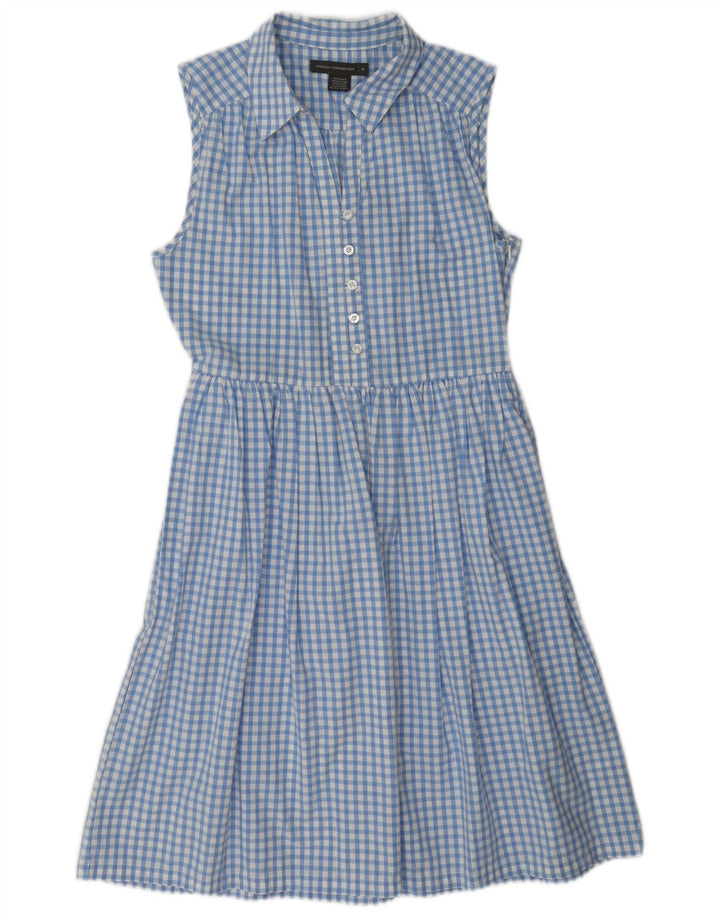 French Connection Womens Sleeveless A-Line Dress UK 10 Small Blue Gingham