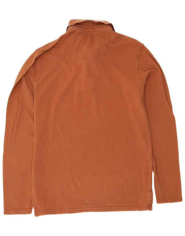 Fat Face Mens Long Sleeve Polo Shirt Small Brown