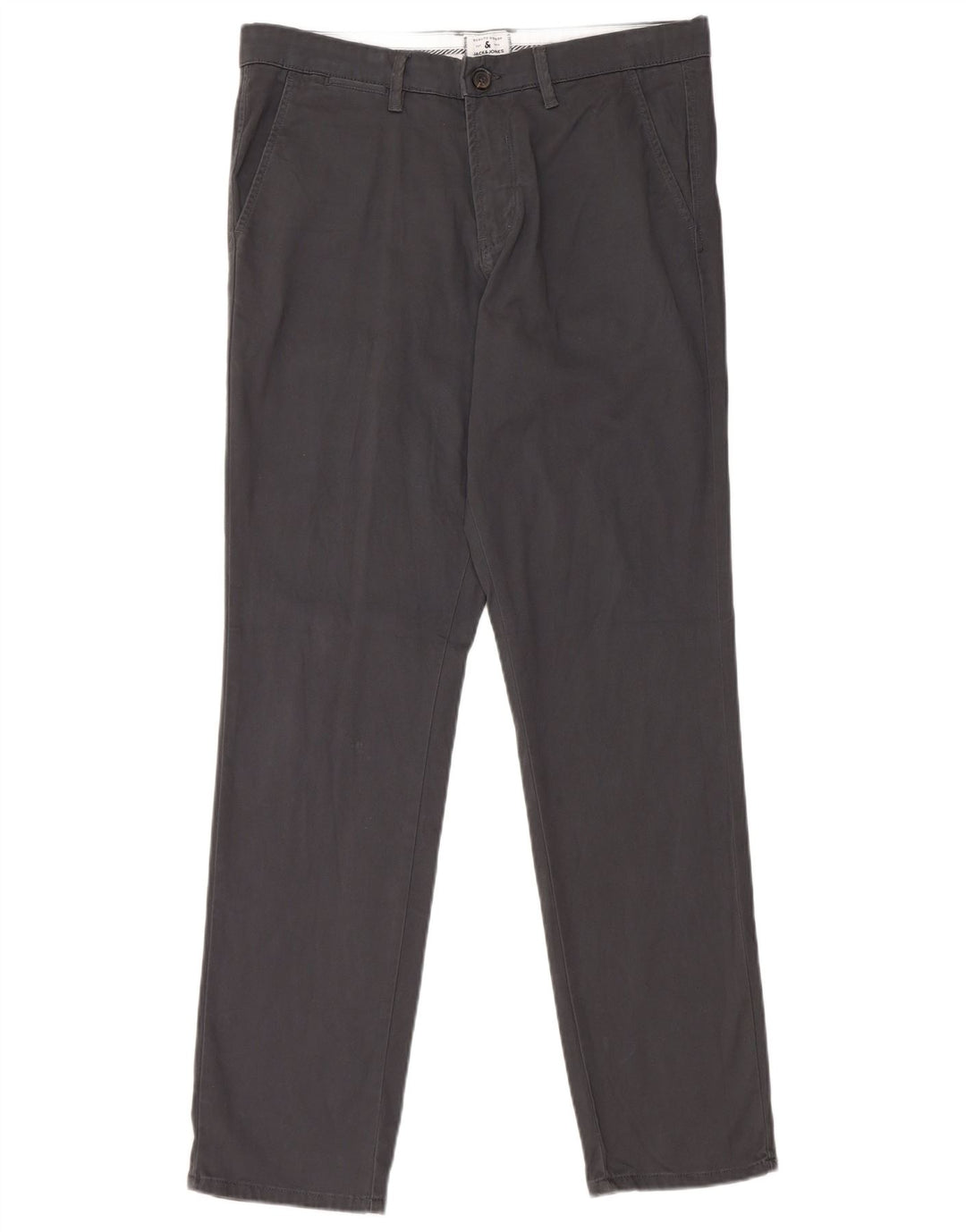 JACK & JONES Mens Slim Chino Trousers W32 L32 Grey Cotton