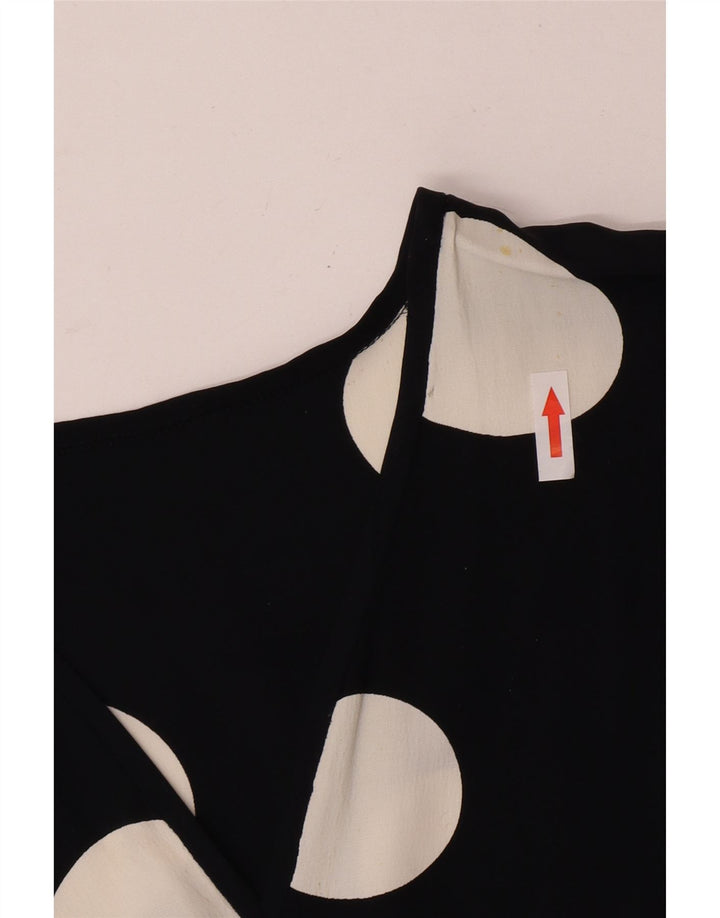 Vintage Womens A-Line Dress UK 12 Medium Black Polka Dot