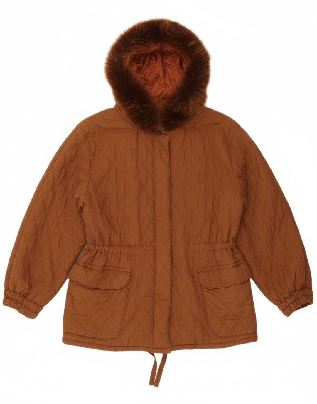 Ileana Zara Womens Oversized Hooded Quilted Jacket IT 40 Small Brown