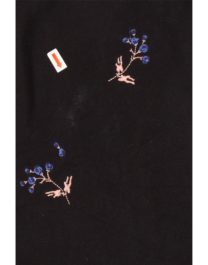WHISTLES Womens Sweatshirt Jumper Dress UK 10 Small Black Floral Cotton