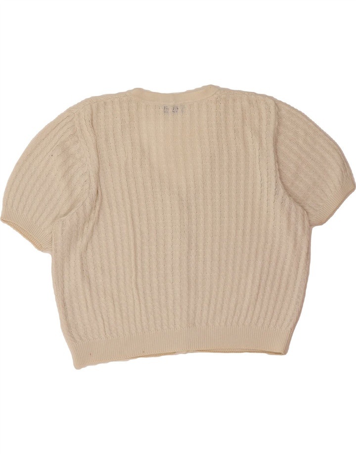 LA PERLA Womens Short Sleeve Cardigan Sweater UK 16 Large White Vintage La Perla and Second-Hand La Perla from Messina Hembry 