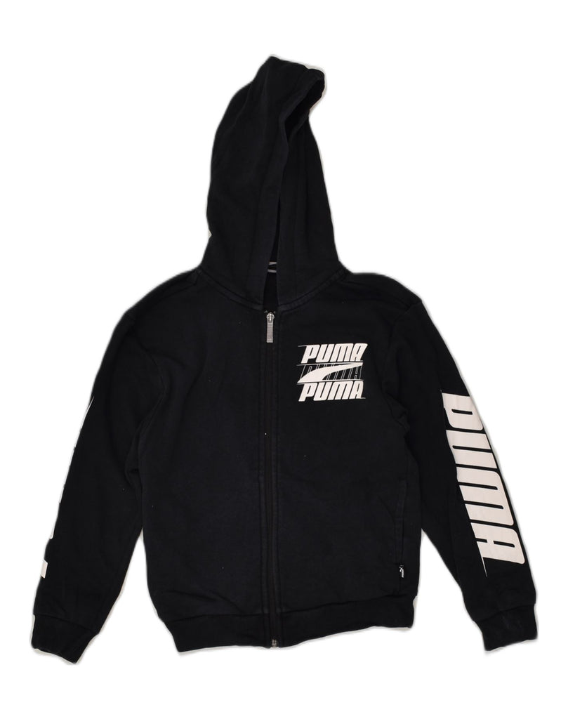 PUMA Boys Graphic Zip Hoodie Sweater 9-10 Years Black Cotton | Vintage Puma | Thrift | Second-Hand Puma | Used Clothing | Messina Hembry 