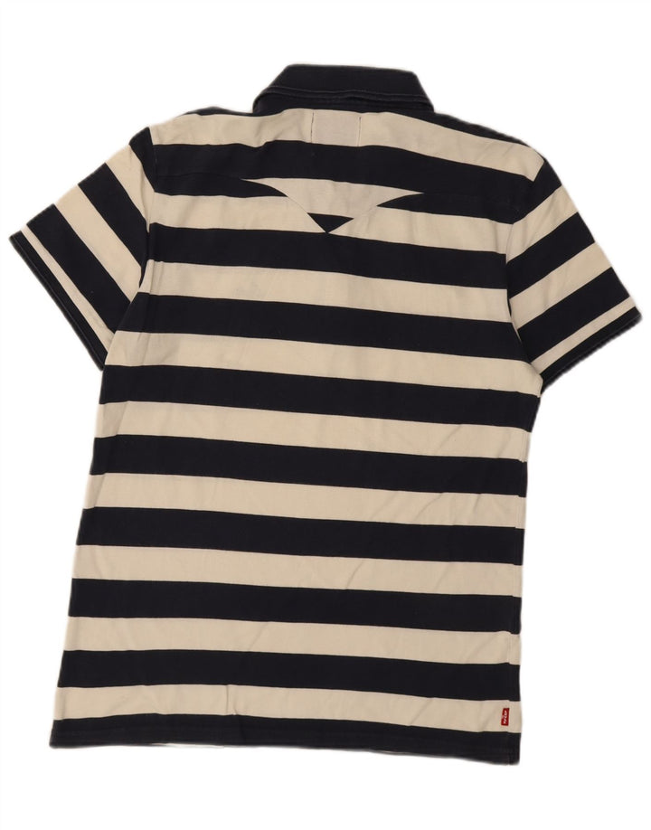 Levi's Mens Slim Fit Polo Shirt Large Navy Blue Striped
