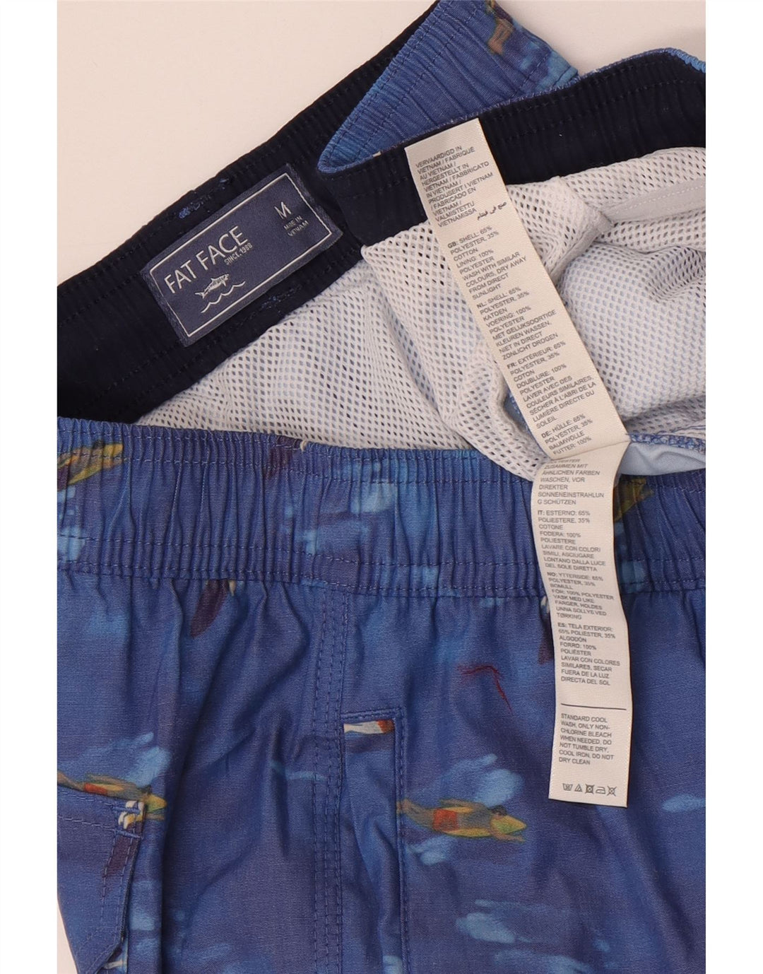 Fat Face Mens Graphic Swimming Shorts Medium Blue Polyester