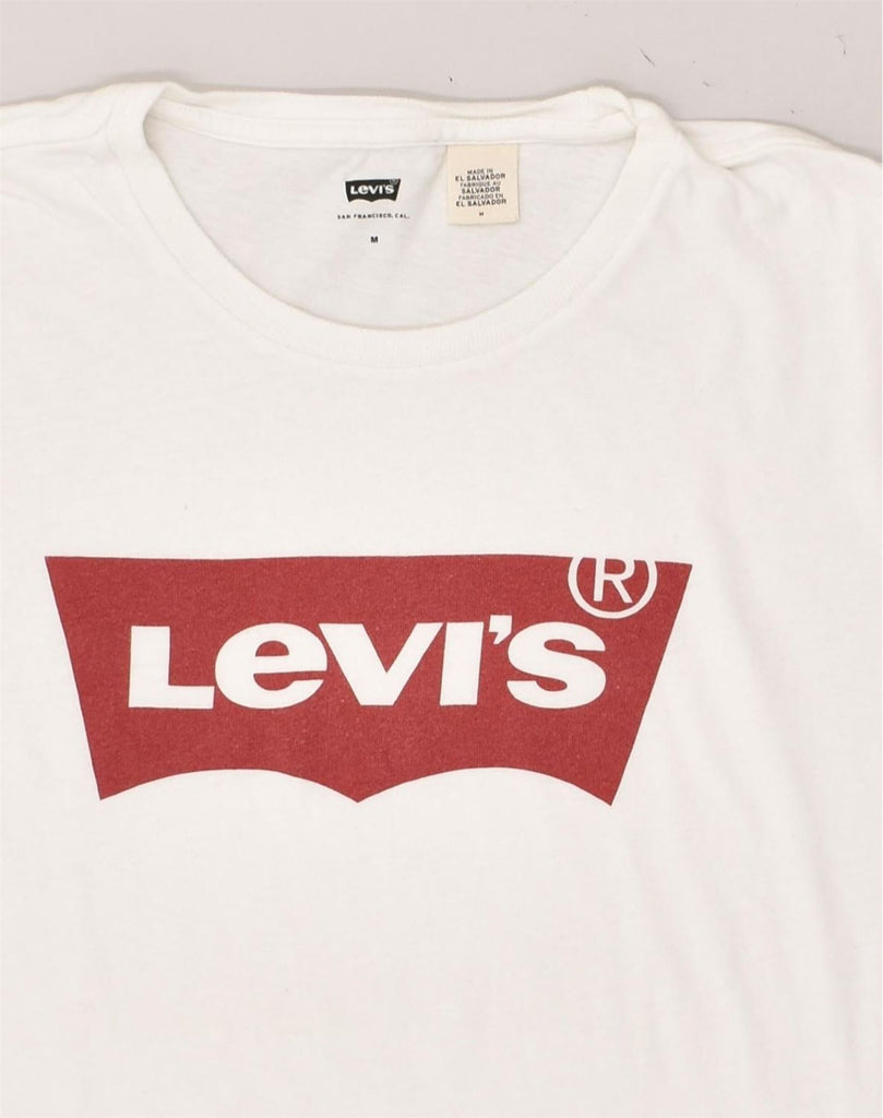 LEVI'S Womens Graphic T-Shirt Top UK 14 Medium White Cotton | Vintage Levi's | Thrift | Second-Hand Levi's | Used Clothing | Messina Hembry 