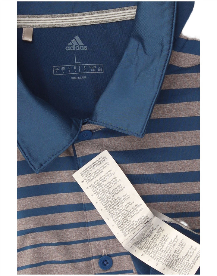 Adidas Mens Polo Shirt Large Grey Colourblock Polyester