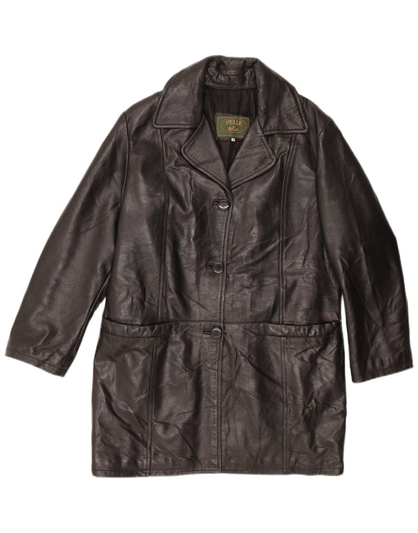 Vintage Womens Leather Coat IT 44 Medium Black