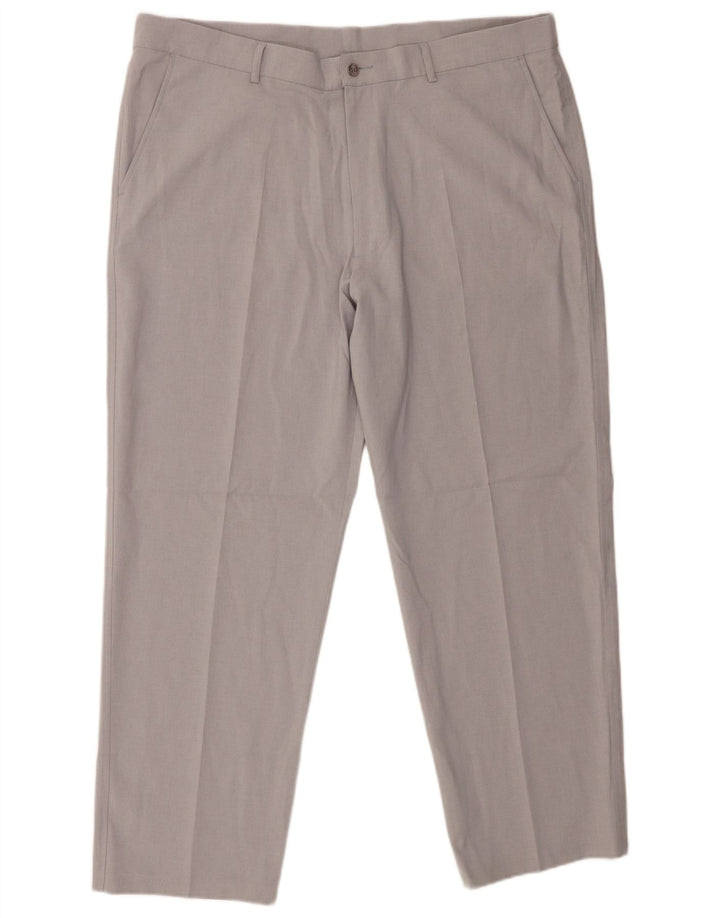 Farah Mens Straight Chino Trousers W42 L29 Grey Polyester