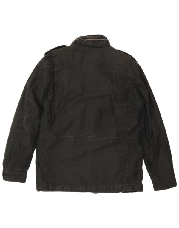 Superdry Mens Hooded Military Jacket UK 36 Small Black
